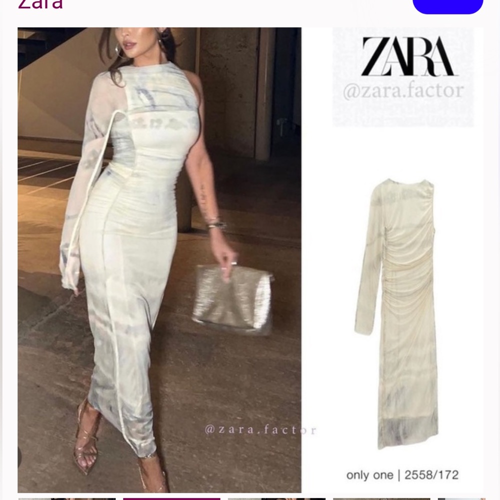 Zara Chic Cream One-Shoulder Dress